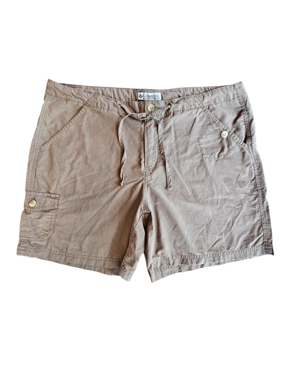 Columbia Light Brown Cotton Blend Drawstring Cargo Shorts